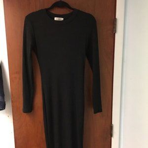 Hika Black Long Sleeve Black Maxi Dress